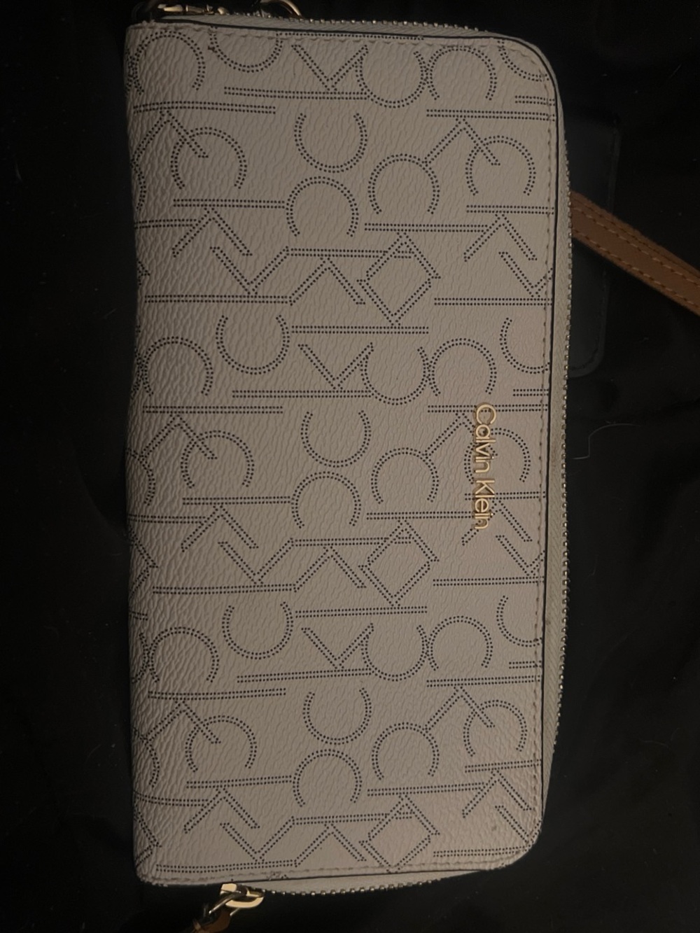 Calvin Klein Light Gray Logo Zip-Around Wristlet Wallet